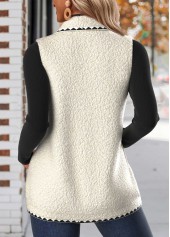 White plus size,Plain Color plus size,ROTITA Plus Size Button White Stand Collar Sleeveless Waistcoat