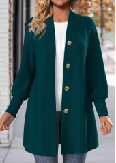 Rotita Spitzenmantel in Pfauenblau mit langen Ärmeln und Knöpfen