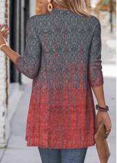 Dark Grey tops,Ombre tops,ROTITA Ombre Dark Grey Long Sleeve Open Front Coat