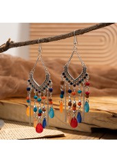 boucles d'oreilles en alliage de perles à pampilles multicolores