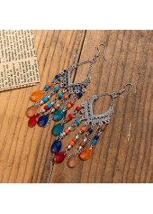 Multi Color jewelry,Geometric jewelry,Multi Color Tassel Alloy Beaded Earrings