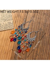Multi Color jewelry,Geometric jewelry,Multi Color Tassel Alloy Beaded Earrings