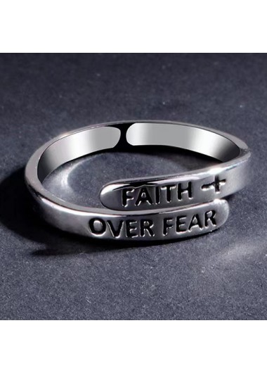 Silvery White jewelry,Letter jewelry,Letter Silvery White Cross Alloy Ring