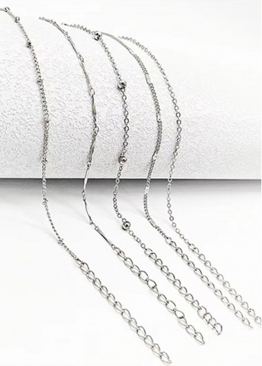 Silvery White jewelry,Silvery White Beaded Copper Anklets Set