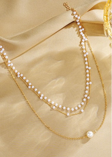 Silvery White jewelry,Other jewelry,Pearl Silvery White Layered Alloy Necklace