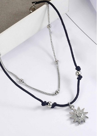 Black jewelry,Black Layered Design Beaded Alloy Anklet