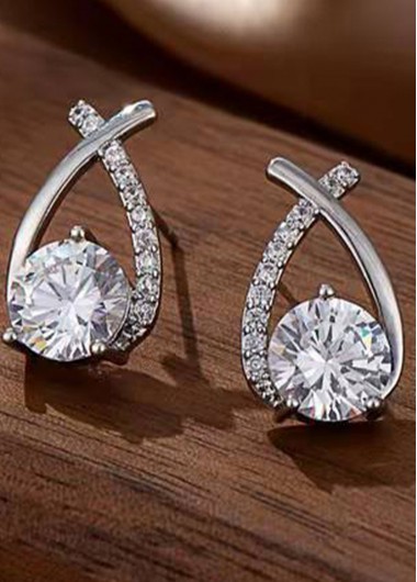 Silver jewelry,Diamond-studded Cross Silver Alloy One Pair Earrings