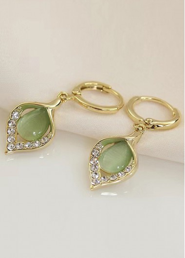 Green jewelry,Plants jewelry,Hollow Design Green Leaf Alloy Detail Earrings