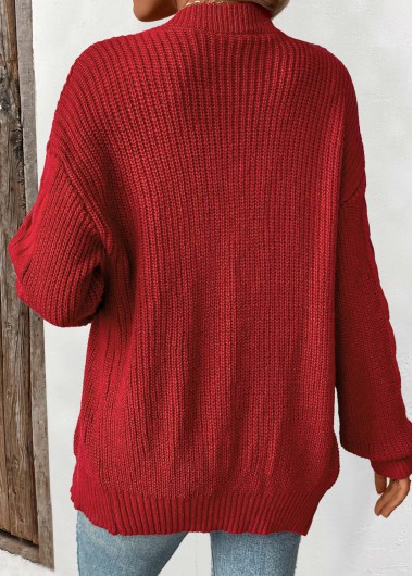 Wine Red tops,Plain Color tops,Wine Red Tunic Long Sleeve Cardigan