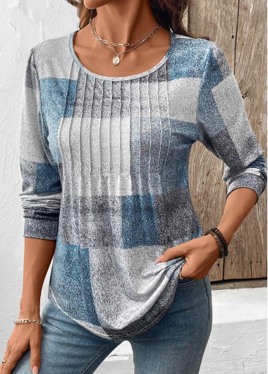 Multi Color tops,Geometric tops,ROTITA Tummy Coverage Geometric Print Multi Color T Shirt