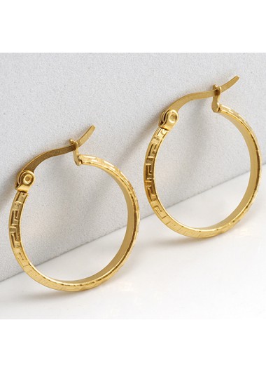 Golden jewelry,Geometric jewelry,Golden Metal Round Design Geometric Earrings