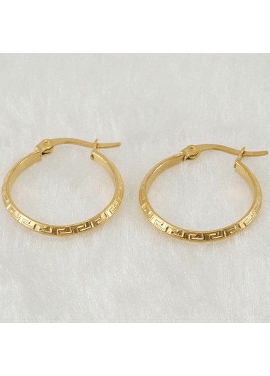 Golden jewelry,Geometric jewelry,Golden Metal Round Design Geometric Earrings