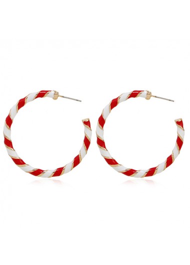 Red jewelry,Geometric jewelry,Christmas Round Design Red Alloy Earrings