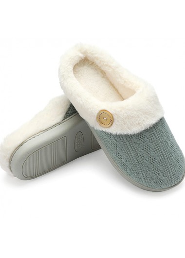 Turquoise shoes,Contrast Color shoes,Turquoise Tweed Falt Closed Toe Slippers