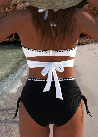 Black swimwear,Plain Color swimwear,ROTITA Black Criss Cross Adjustable Bikini Set