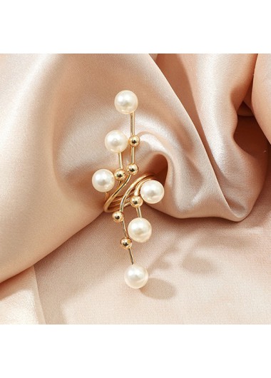 Gold jewelry,Alloy Detail Gold Geometric Pearl Ring
