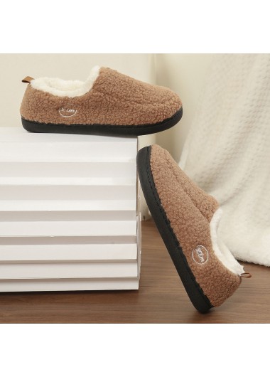 Dark Camel shoes,Contrast Color shoes,Dark Camel Falt Closed Toe Slippers