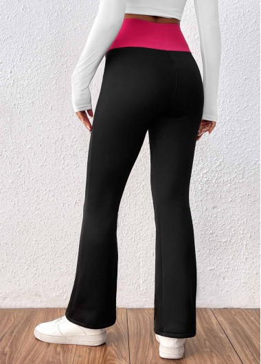 Black bottoms,Contrast Color bottoms,Black High Waisted Elastic Waist Ankle Length Leggings