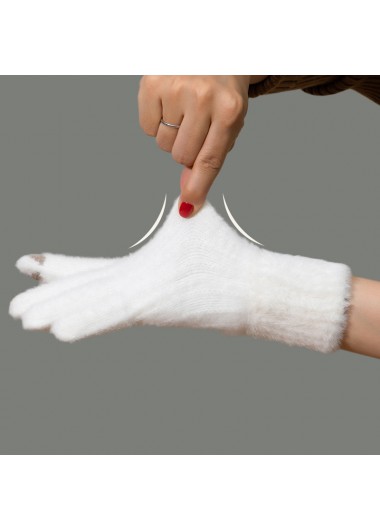 White accessories,Heart accessories,Heart Print White Warming Wrist Full Finger Gloves