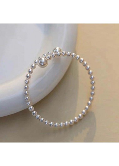 White jewelry,Geometric jewelry,Pearl Design Round Geometric White Bangle