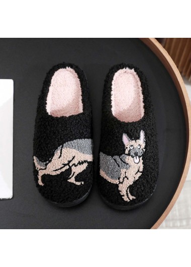 Black shoes,Contrast Color shoes,Black Falt Tweed Round Toe Slippers