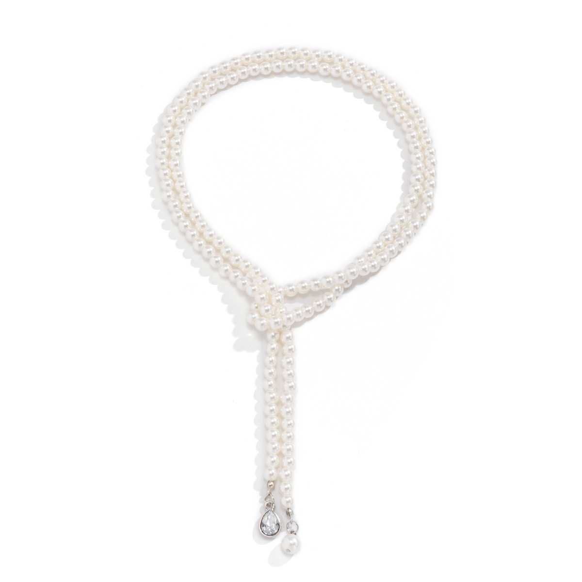 White jewelry,Geometric jewelry,White Pearl Detail Geometric Pattern Necklace