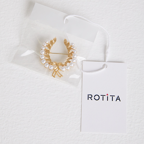Gold jewelry,Other jewelry,Gold Leaf Detail Pearl Design Brooch
