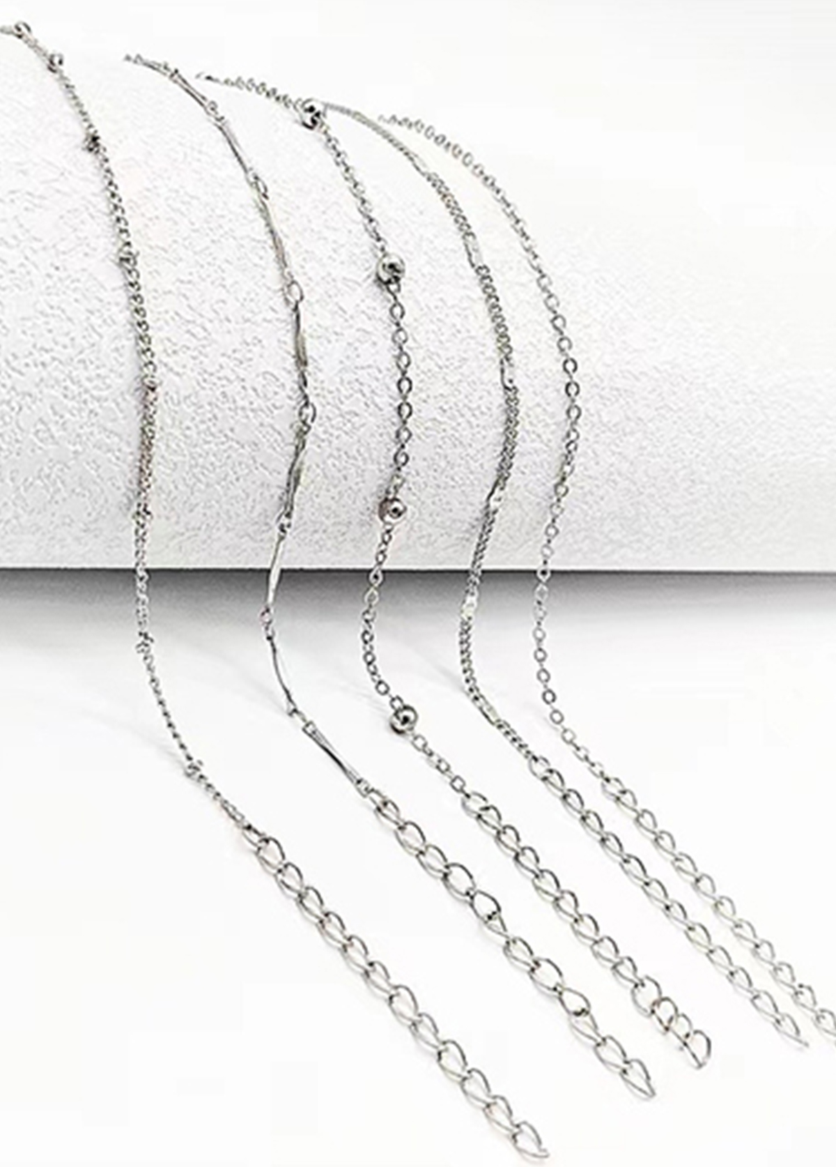 Silvery White jewelry,Silvery White Beaded Copper Anklets Set