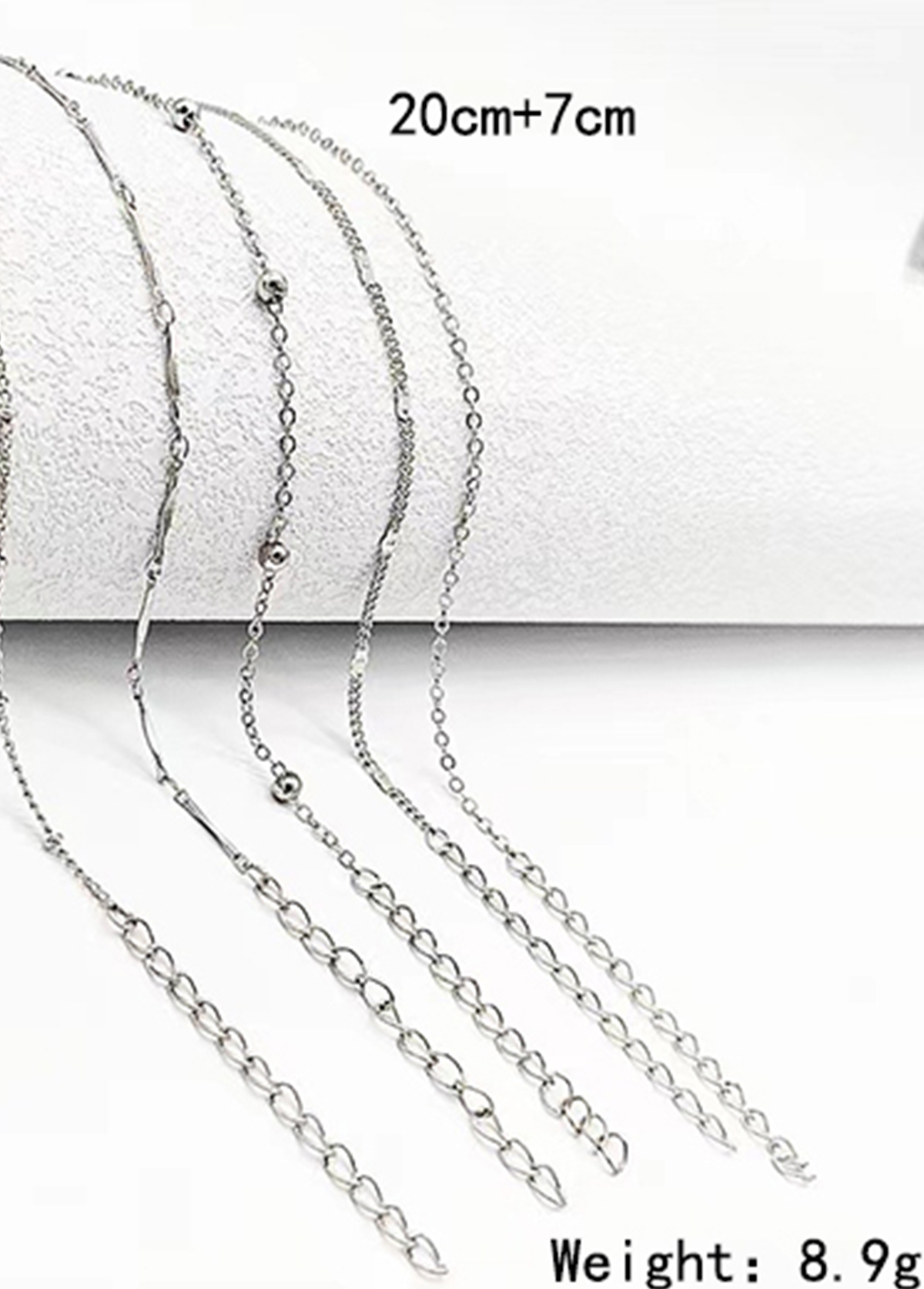 Silvery White jewelry,Silvery White Beaded Copper Anklets Set