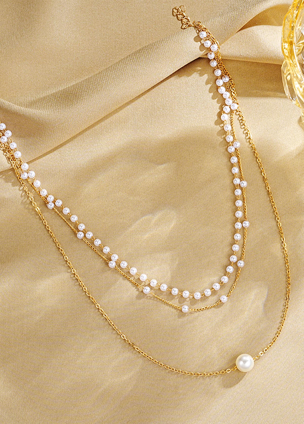 Silvery White jewelry,Other jewelry,Pearl Silvery White Layered Alloy Necklace