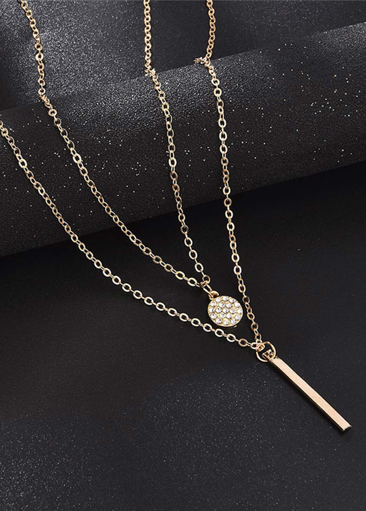 Gold jewelry,Contrast Color jewelry,Rhinestone Square Gold Alloy Necklace Set