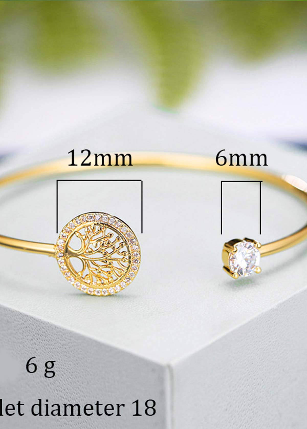 Gold jewelry,Plants jewelry,Leaves Rhinestones Plants Gold Metal Bangle