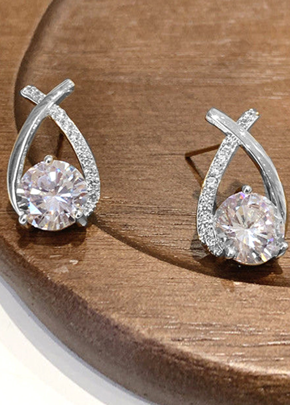 Silver jewelry,Diamond-studded Cross Silver Alloy One Pair Earrings