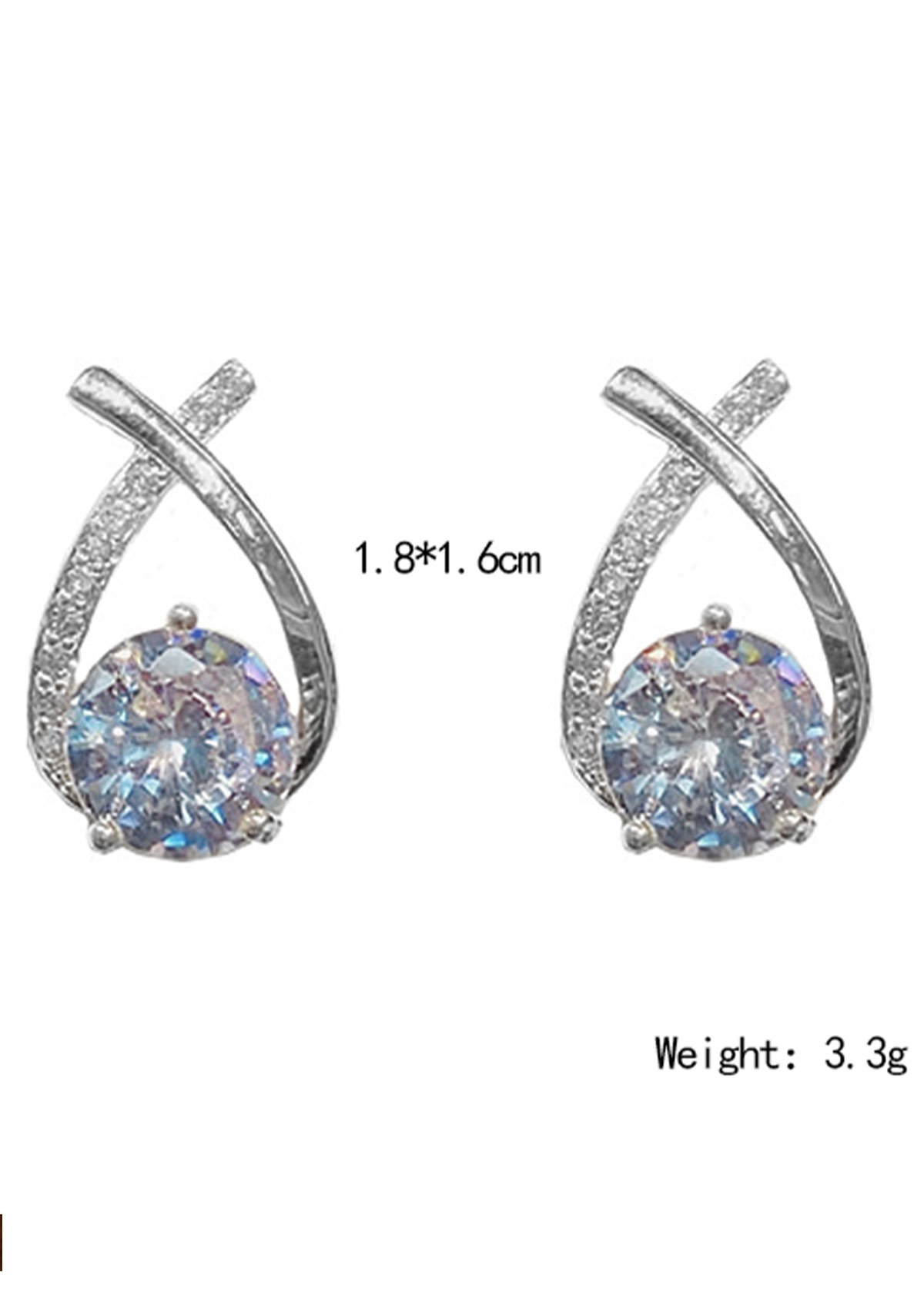 Silver jewelry,Diamond-studded Cross Silver Alloy One Pair Earrings