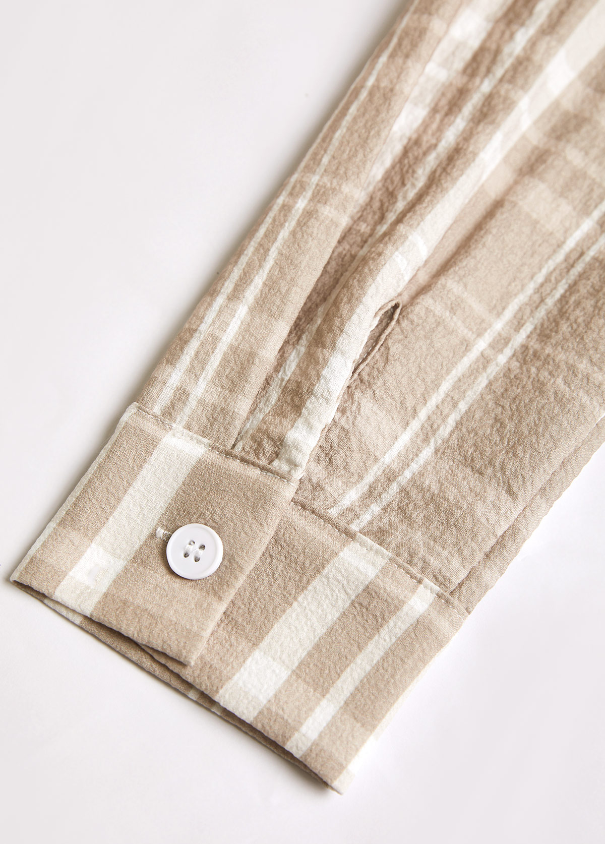 Light Coffee tops,Plaid tops,Striped tops,Geometric tops,ROTITA Button Plaid Light Coffee Shirt Collar Long Sleeve Blouse