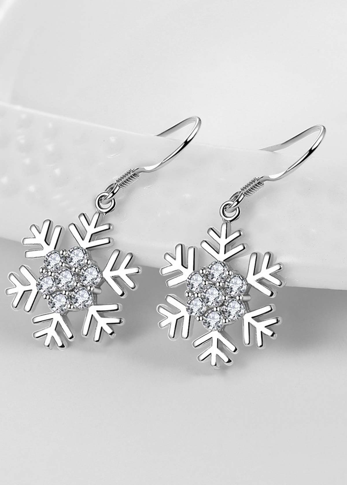 Silver jewelry,Christmas jewelry,Christmas Snowflake Silver Alloy One Piece Earrings