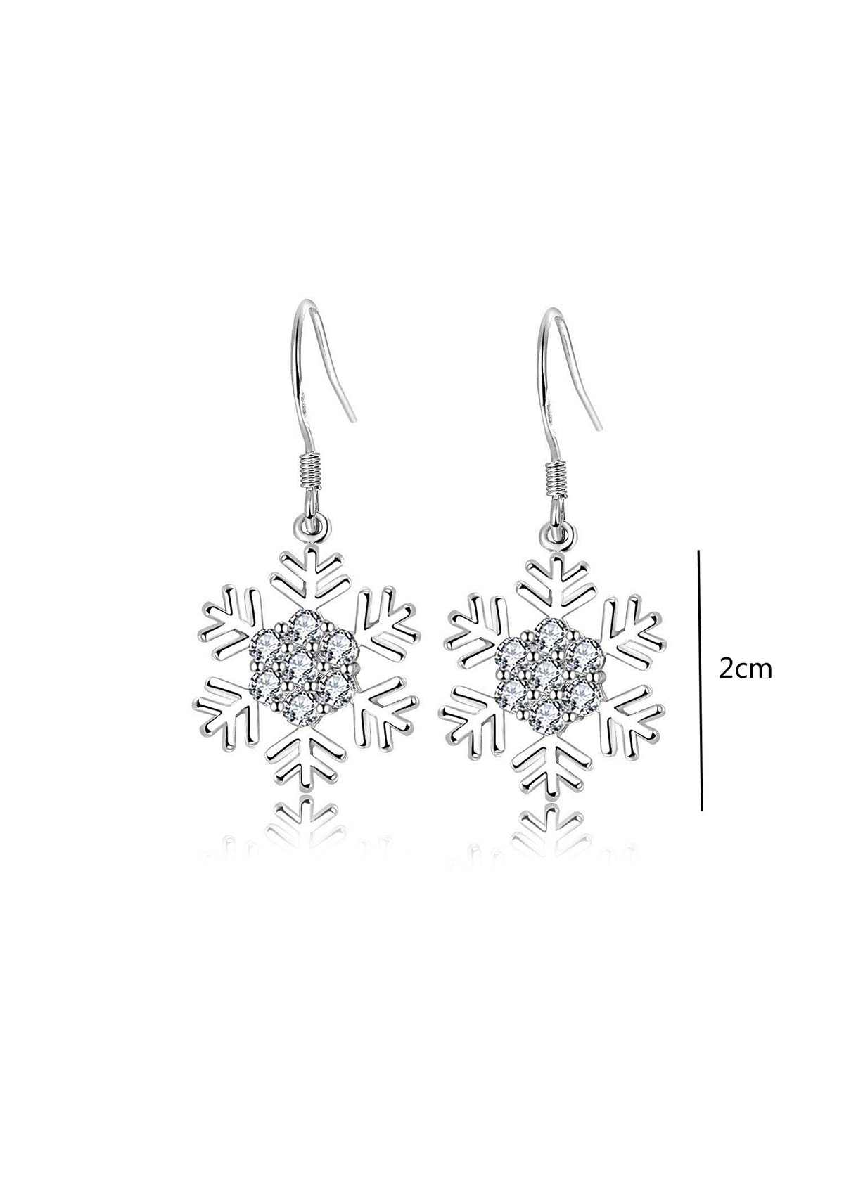 Silver jewelry,Christmas jewelry,Christmas Snowflake Silver Alloy One Piece Earrings