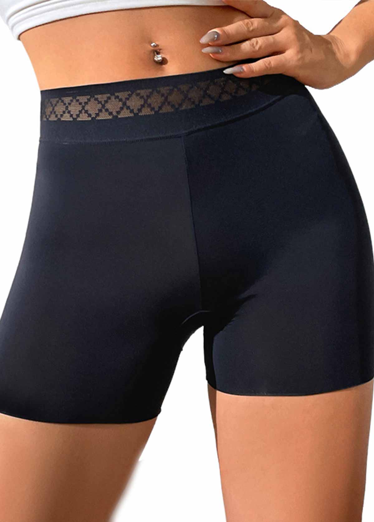 Black intimates,Plain Color intimates,Black High Waisted Elastic Slimming Panties