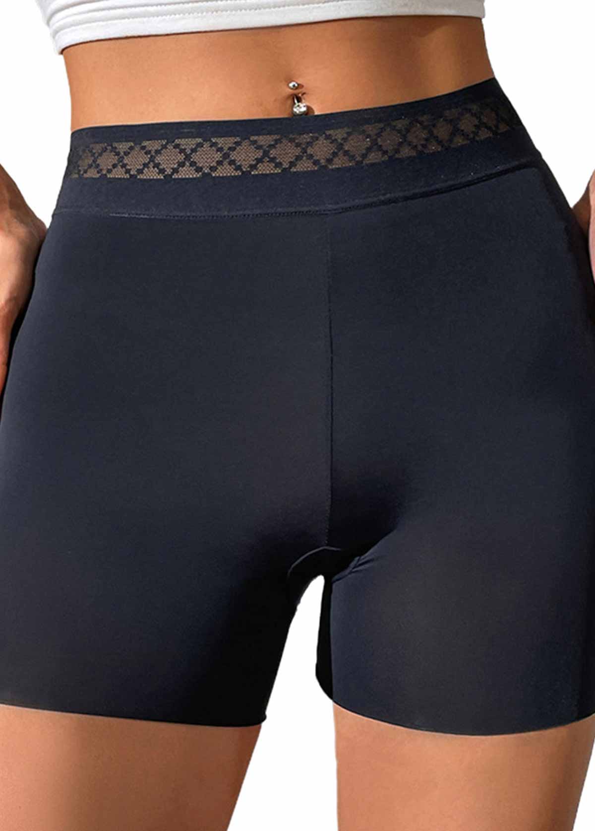 Black intimates,Plain Color intimates,Black High Waisted Elastic Slimming Panties
