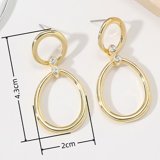 Rhinestone Alloy Detail Gold Geometric Earrings