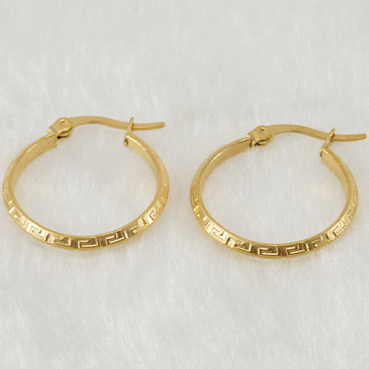 Golden jewelry,Geometric jewelry,Golden Metal Round Design Geometric Earrings