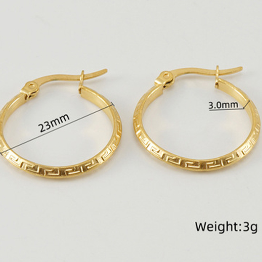 Golden jewelry,Geometric jewelry,Golden Metal Round Design Geometric Earrings