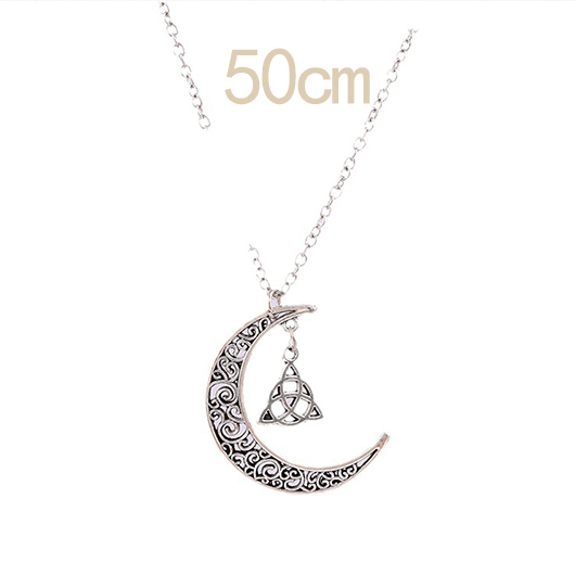 Silver jewelry,Moon Silver Hollow Alloy Detail Necklace