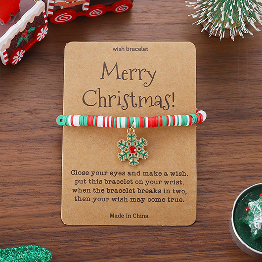 Multi Color jewelry,Christmas Snowflake Multi Color Polymer Clay Bracelet