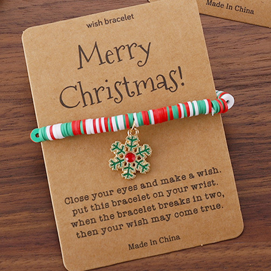 Multi Color jewelry,Christmas Snowflake Multi Color Polymer Clay Bracelet
