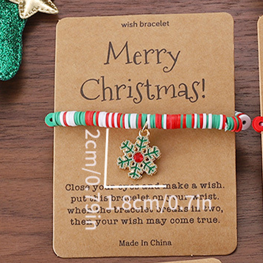 Multi Color jewelry,Christmas Snowflake Multi Color Polymer Clay Bracelet