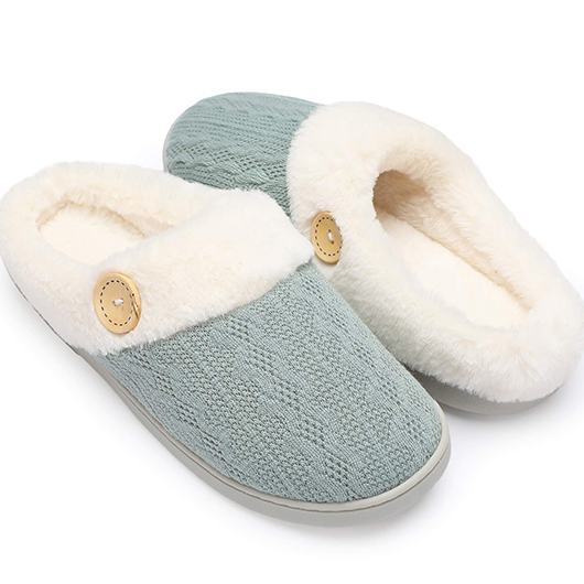 Turquoise shoes,Contrast Color shoes,Turquoise Tweed Falt Closed Toe Slippers