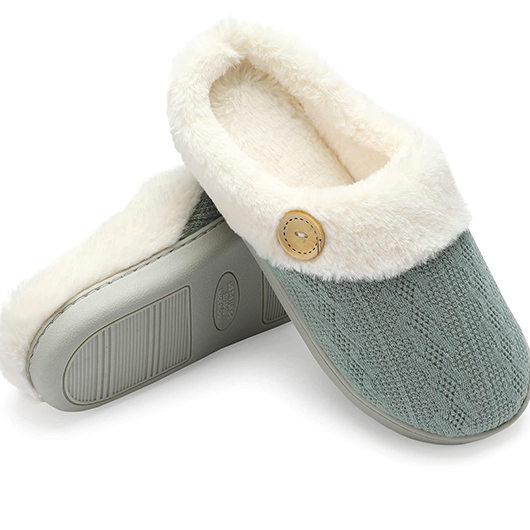 Turquoise shoes,Contrast Color shoes,Turquoise Tweed Falt Closed Toe Slippers