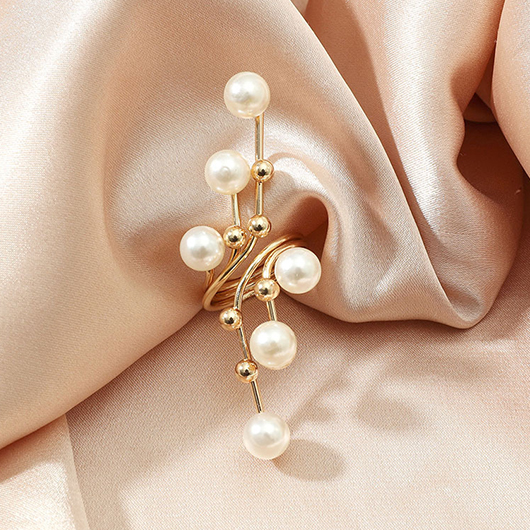 Gold jewelry,Alloy Detail Gold Geometric Pearl Ring