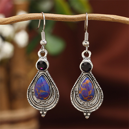 Silver jewelry,Geometric jewelry,Silver Teardrop Design Tribal Alloy Earrings